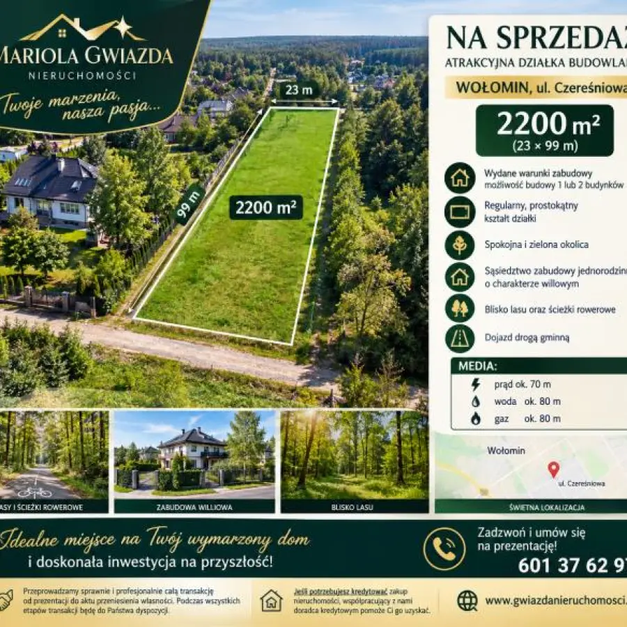 mazowieckie, wołomiński, Wołomin, Mironowe Górki, Atrakcyjna działka 2200 m² z warunkami zabudowy