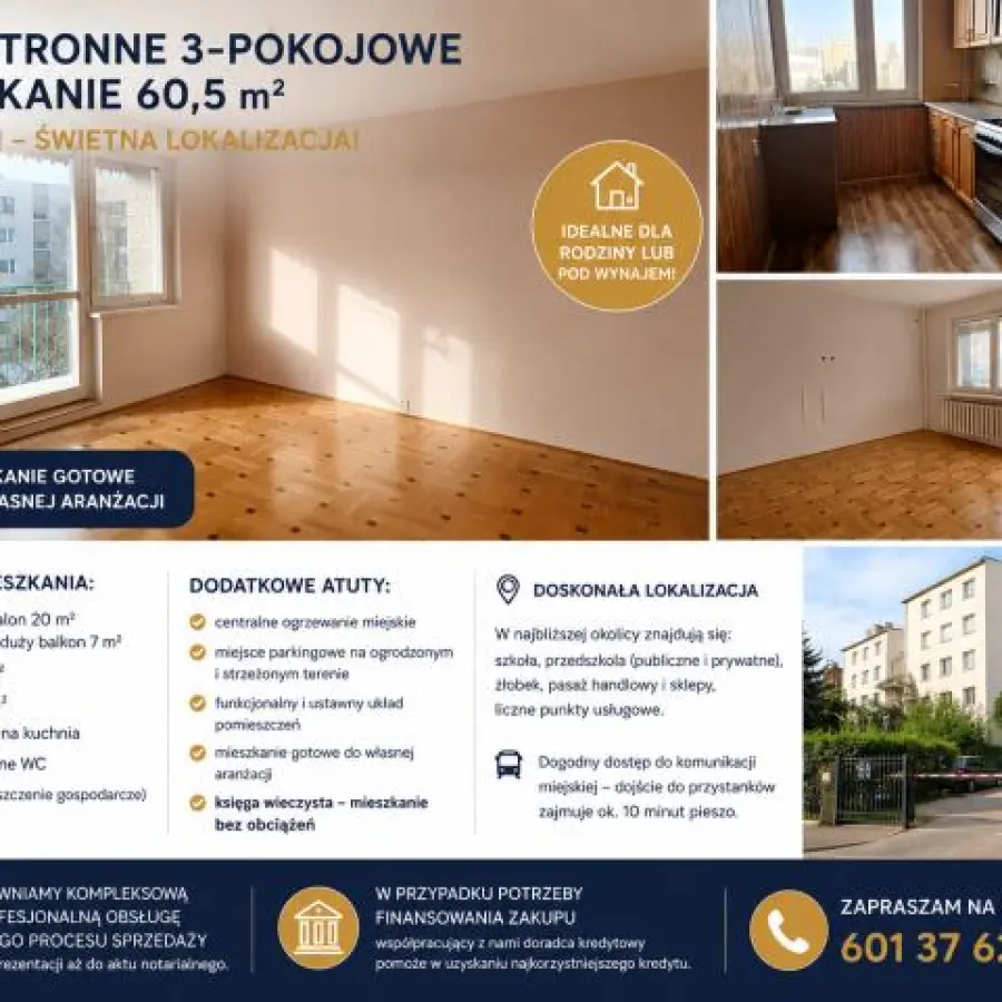 mazowieckie, wołomiński, Wołomin, Niepodlegosci, Mieszkanie 3 pokoje z miejscem parkingowym